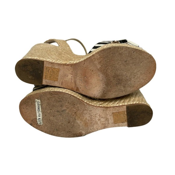 Kate Spade Carmelita Black White Stripe Bow Espadrille Nautical Wedge Sandals 7 - Picture 12 of 12